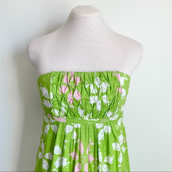 Lilly Pulitzer Lime Green Strapless Smocked Dress